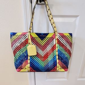 STEVE Madden multi colored tote bag with removable pouch